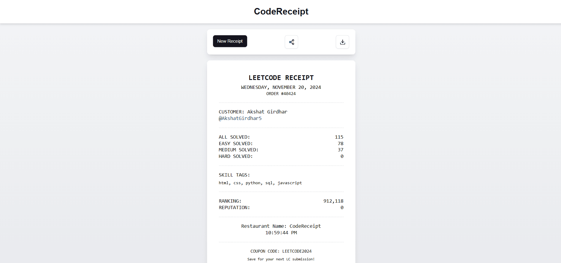 CodeReceipt